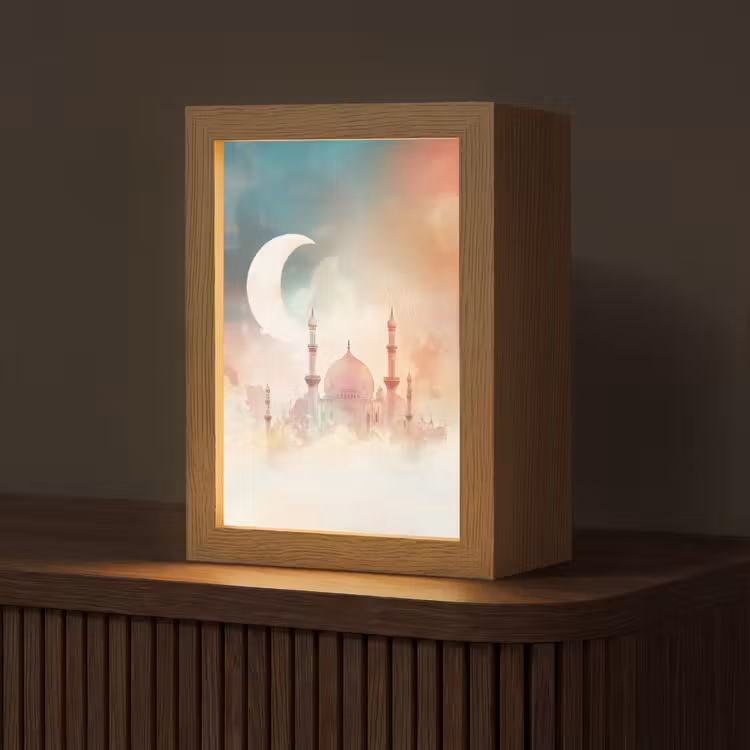 Moskee - Kleurrijke wolken - Arabisch - Ramadan - Islamitische Light Box met kabel (Tafellamp) klein -z3d_website