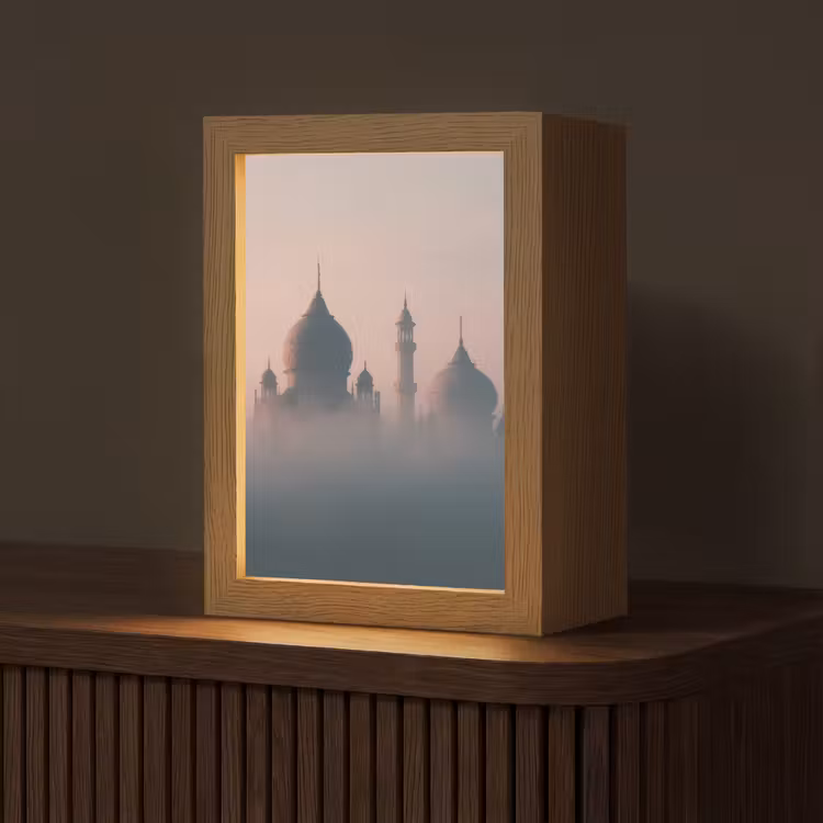 Moskee - Minaretten - mist - Islamitisch Light Box met kabel (Tafellamp) klein -z3d_website