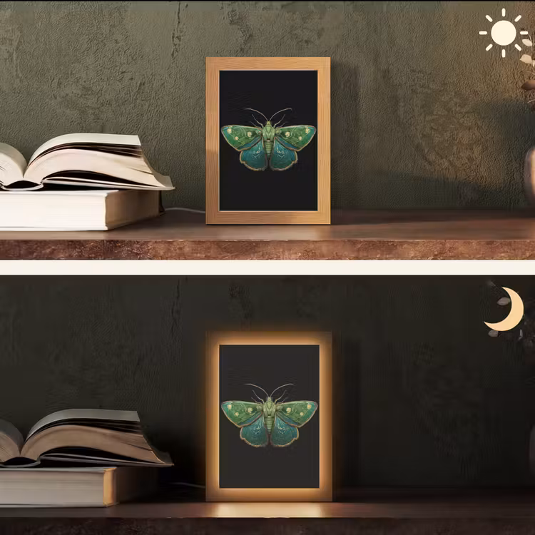 Mot - Levendig - Groen Light Box met kabel (Tafellamp) klein -sfeer3
