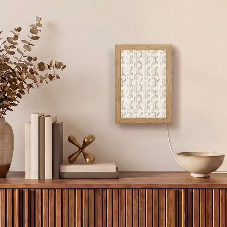 Motief - Abstract - Beige Light Box met kabel (Tafellamp) klein 925 -sfeer2