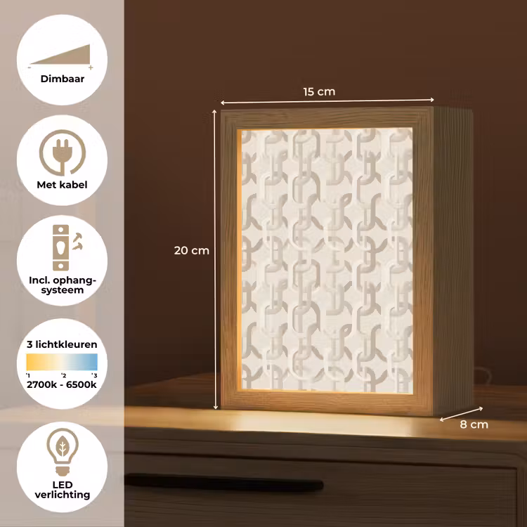 Motief - Abstract - Beige Light Box met kabel (Tafellamp) klein 925 -USP_NL