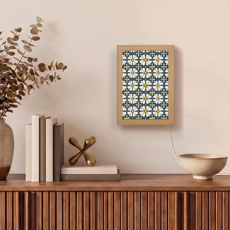 Motief - Tegel - Okergeel Light Box met kabel (Tafellamp) klein 925 -sfeer2