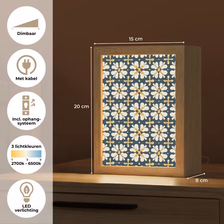 Motief - Tegel - Okergeel Light Box met kabel (Tafellamp) klein 925 -USP_NL