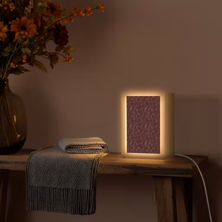 Mozaïek - Tegel - Bordeauxrood Light Box met kabel (Tafellamp) klein 925 -sfeer4