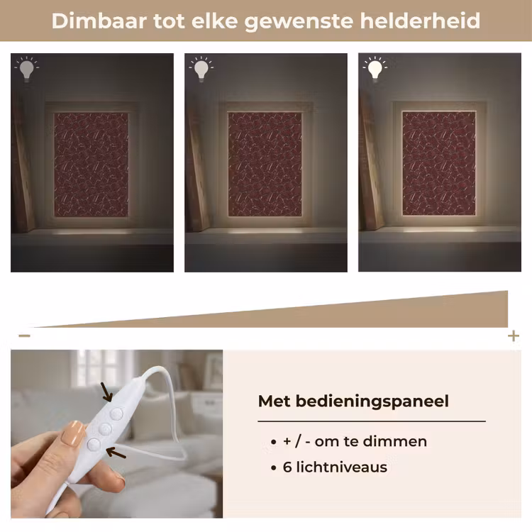 Mozaïek - Tegel - Bordeauxrood Light Box met kabel (Tafellamp) klein 925 -USP_dimbaarNL