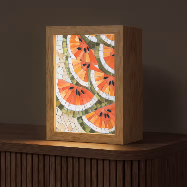 Mozaïek - Watermeloen - Rood - Pitten Light Box met kabel (Tafellamp) klein -z3d_website