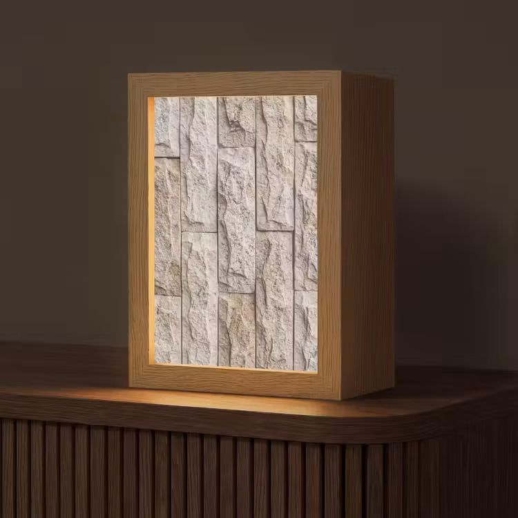 Muur - Steen - Ruw - Beige - Textuur Light Box met kabel (Tafellamp) klein -z3d_website
