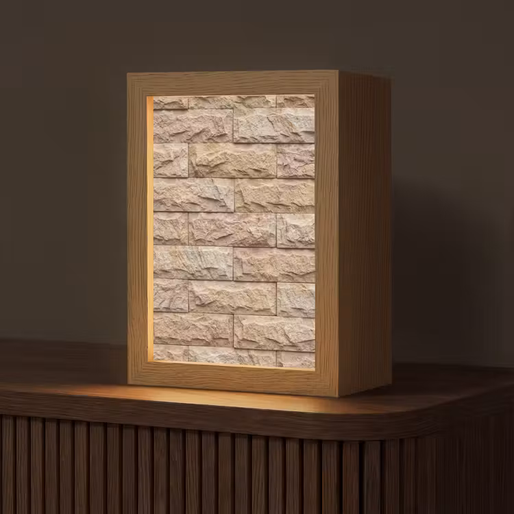 Muur - Steen - Ruw - Textuur - Beige Light Box met kabel (Tafellamp) klein -z3d_website