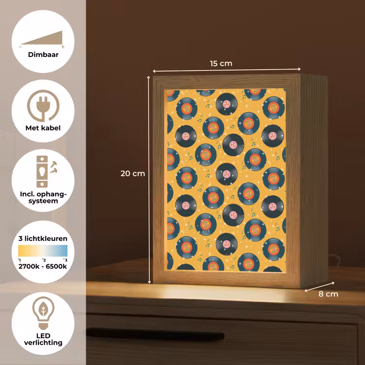 Muziek - Patroon - Geel Light Box met kabel (Tafellamp) klein 925 -USP_NL