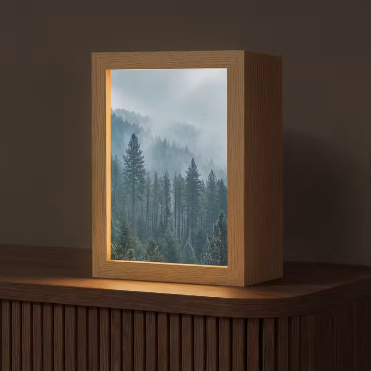 Naaldwoud - Bergen - Mist Light Box met kabel (Tafellamp) klein -z3d_website
