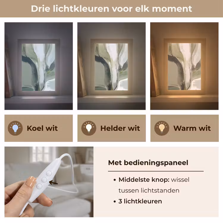 Natuur - Abstract - Groen - Penseelstreken Light Box met kabel (Tafellamp) klein -USP_lichtkleurNL