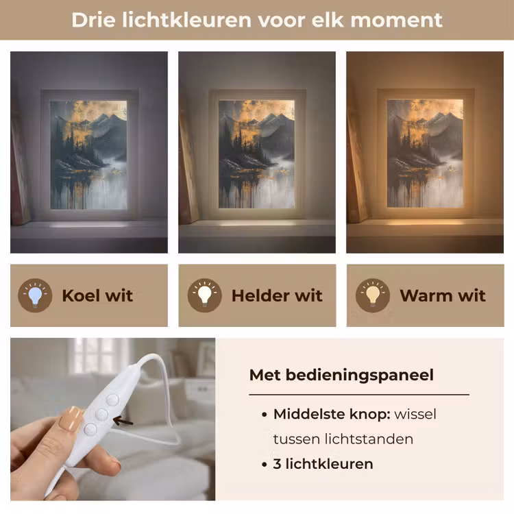 Natuur - Abstract - Landschap - Modern Light Box met kabel (Tafellamp) klein -USP_lichtkleurNL