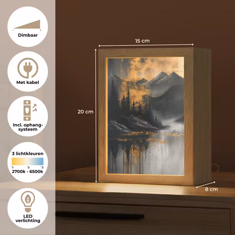 Natuur - Abstract - Landschap - Modern Light Box met kabel (Tafellamp) klein -USP_NL