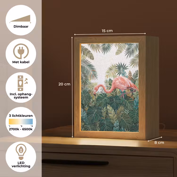 Natuur - Bladeren - Abstract - Groen - Vogel Light Box met kabel (Tafellamp) klein -USP_NL