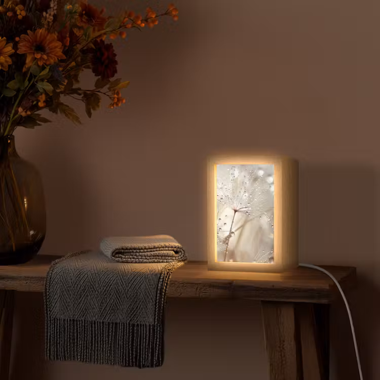 Natuur - Bloemen - Druppels - Regen Light Box met kabel (Tafellamp) klein -sfeer4