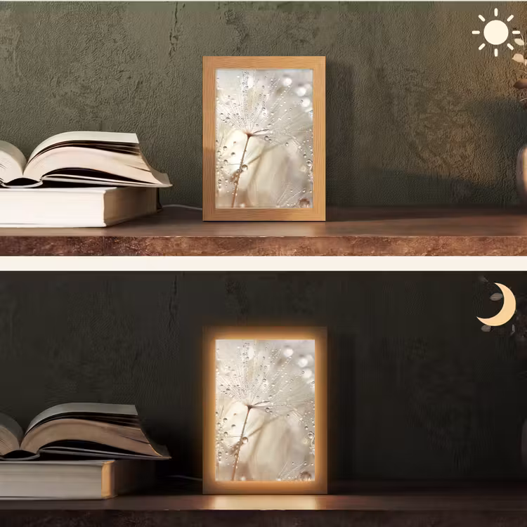 Natuur - Bloemen - Druppels - Regen Light Box met kabel (Tafellamp) klein -sfeer3