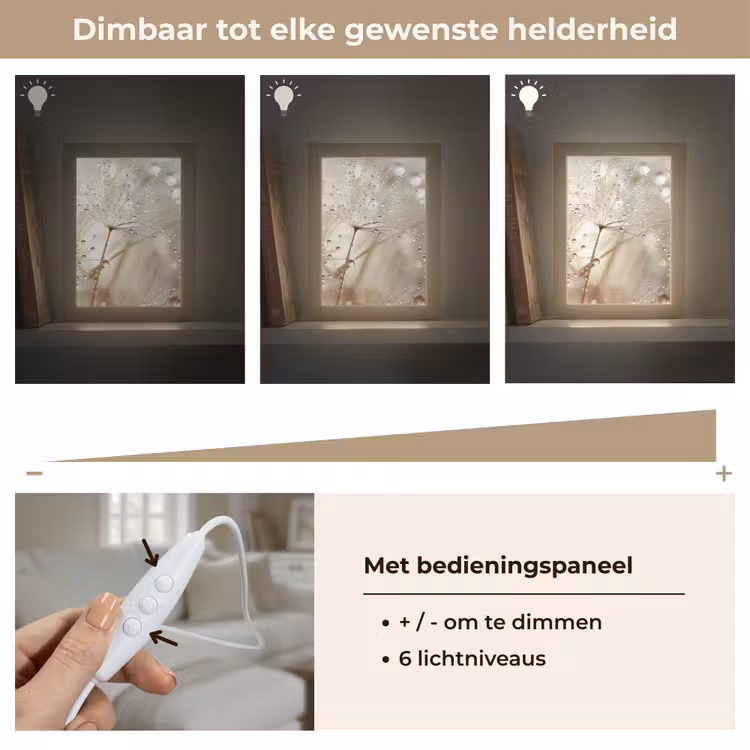 Natuur - Bloemen - Druppels - Regen Light Box met kabel (Tafellamp) klein -USP_dimbaarNL