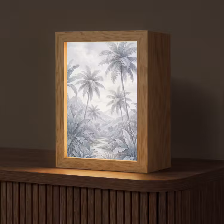 Natuur - Boom - Tropisch - Landschap - Blauw Light Box met kabel (Tafellamp) klein -z3d_website