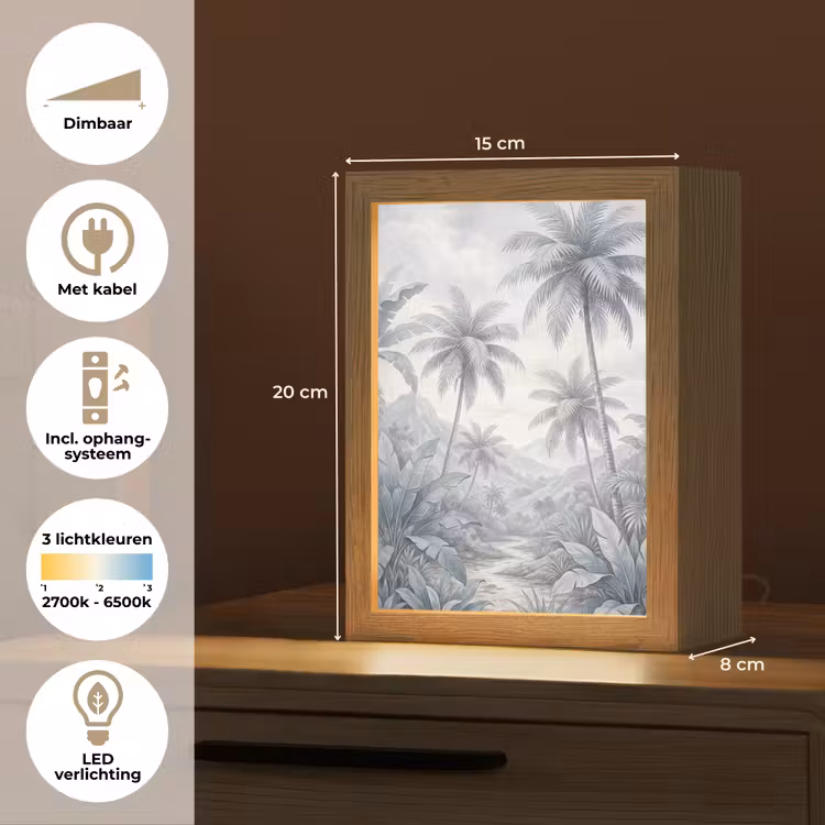 Natuur - Boom - Tropisch - Landschap - Blauw Light Box met kabel (Tafellamp) klein -USP_NL