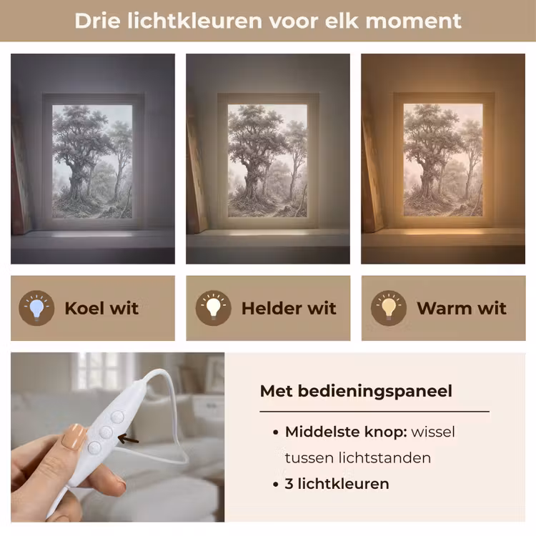 Natuur - Bos - Eik Light Box met kabel (Tafellamp) klein -USP_lichtkleurNL