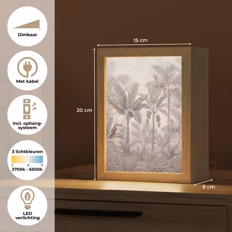 Natuur - Jungle - Ringstaartmaki - Bruin Light Box met kabel (Tafellamp) klein -USP_NL