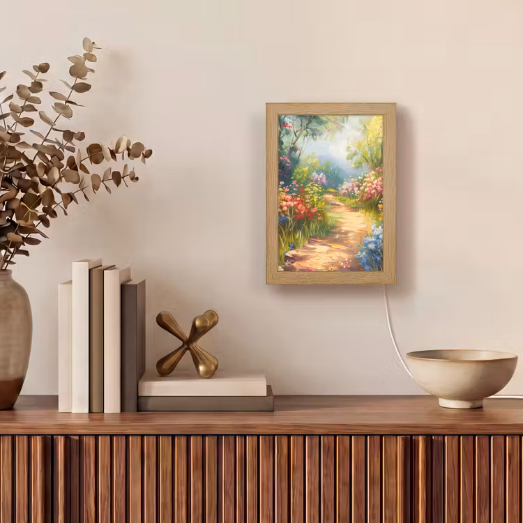 Natuur - Landschap - Bloemen - Kleurrijk Light Box met kabel (Tafellamp) klein -sfeer2