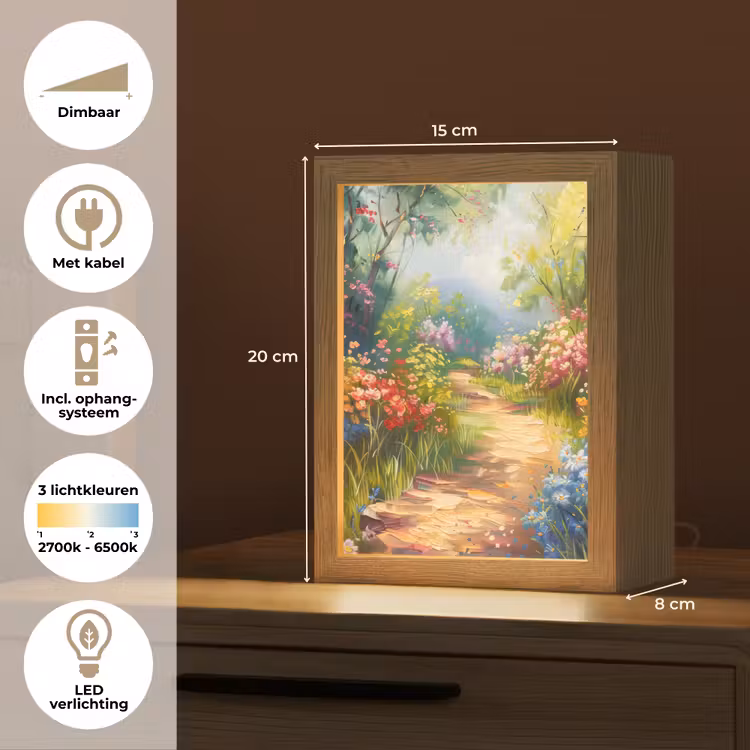 Natuur - Landschap - Bloemen - Kleurrijk Light Box met kabel (Tafellamp) klein -USP_NL
