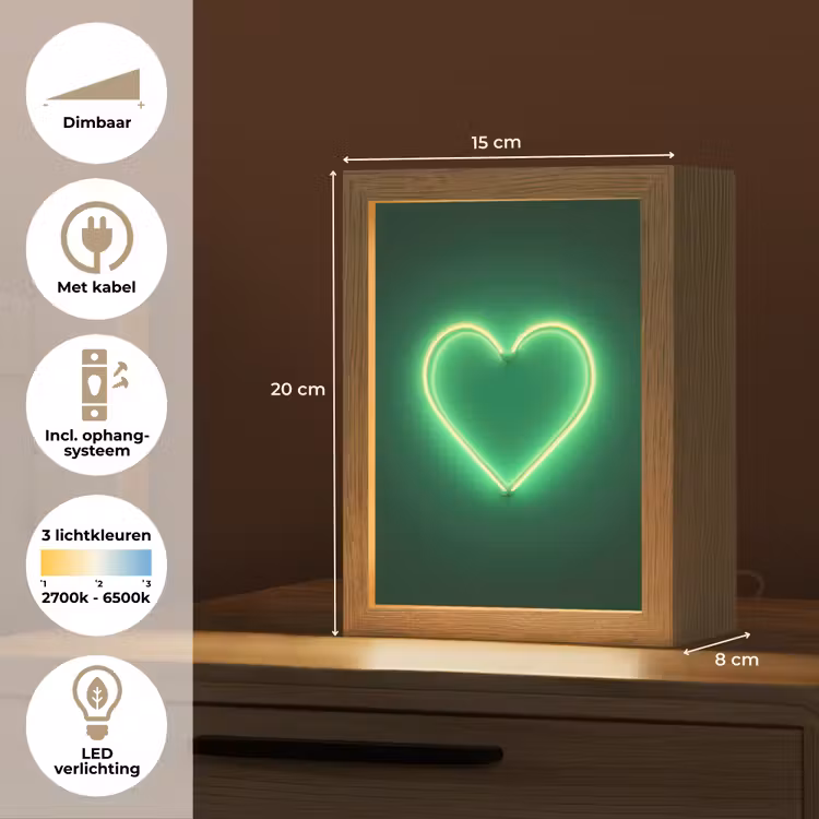 Neon - Groen - Licht Light Box met kabel (Tafellamp) klein -USP_NL