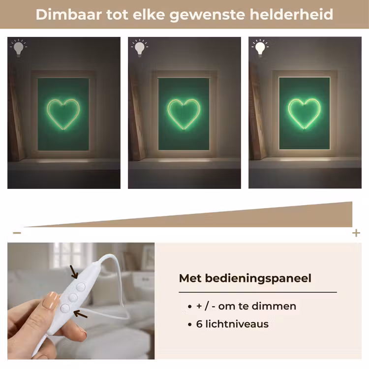 Neon - Groen - Licht Light Box met kabel (Tafellamp) klein -USP_dimbaarNL
