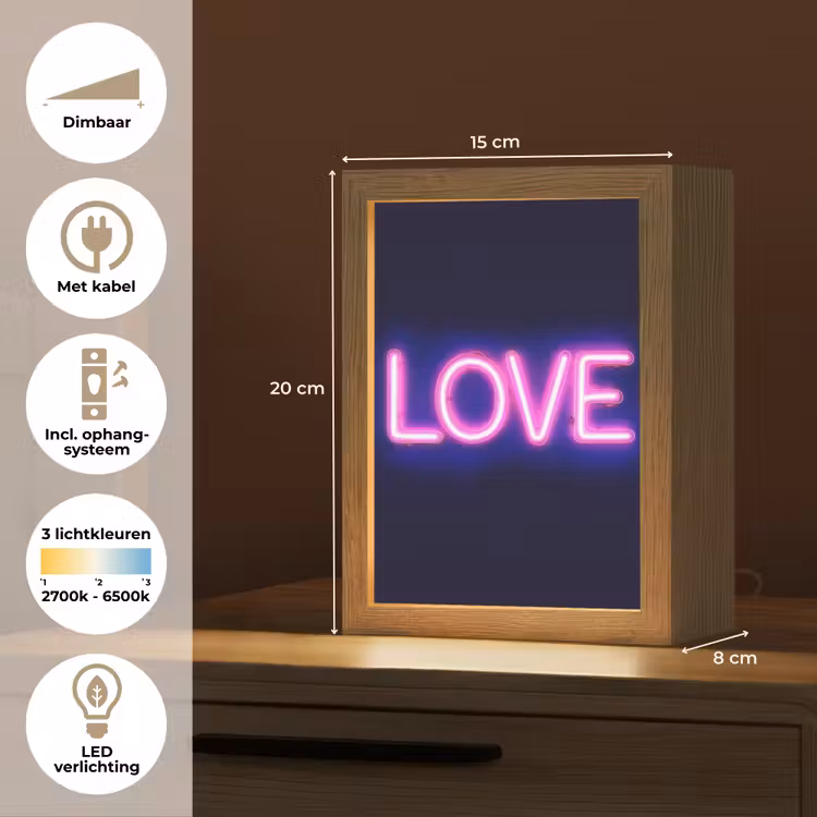 Neon - Love - Valentijn Light Box met kabel (Tafellamp) klein -USP_NL
