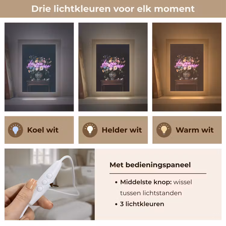 Neon - Vaas - Bloemen Light Box met kabel (Tafellamp) klein -USP_lichtkleurNL