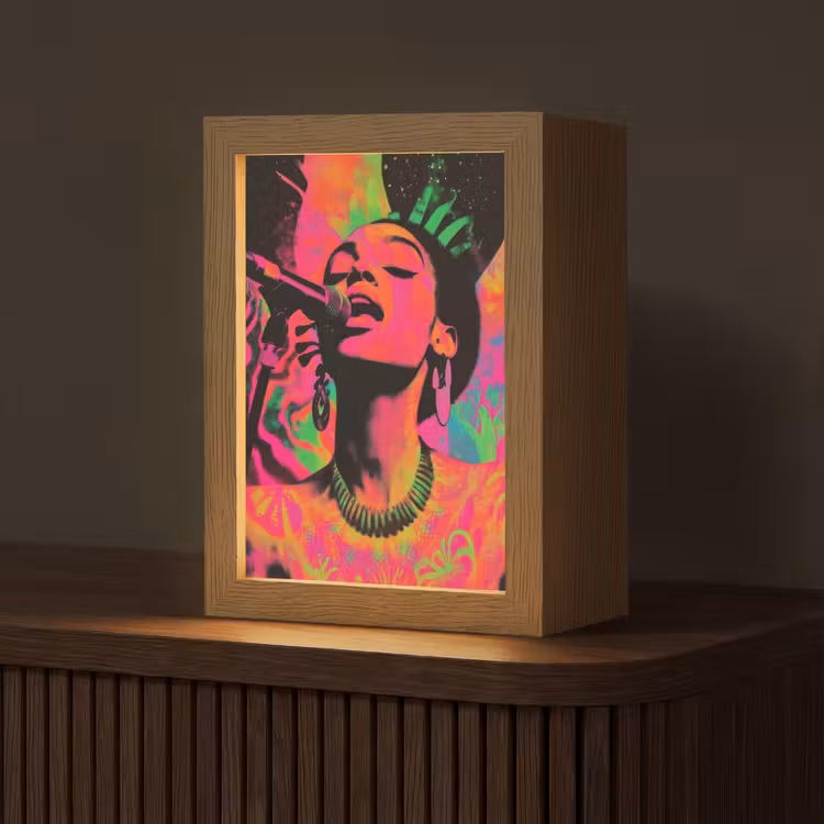 Neon - Vrouw - Microfoon Light Box met kabel (Tafellamp) klein -z3d_website