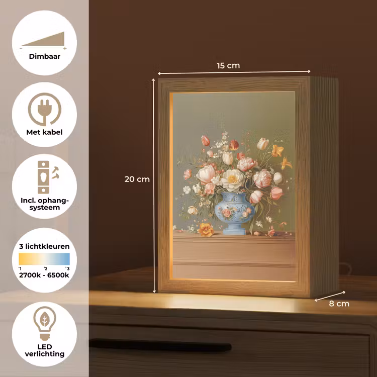 Neutral - Bloemen - Boeket - Vaas Light Box met kabel (Tafellamp) klein -USP_NL