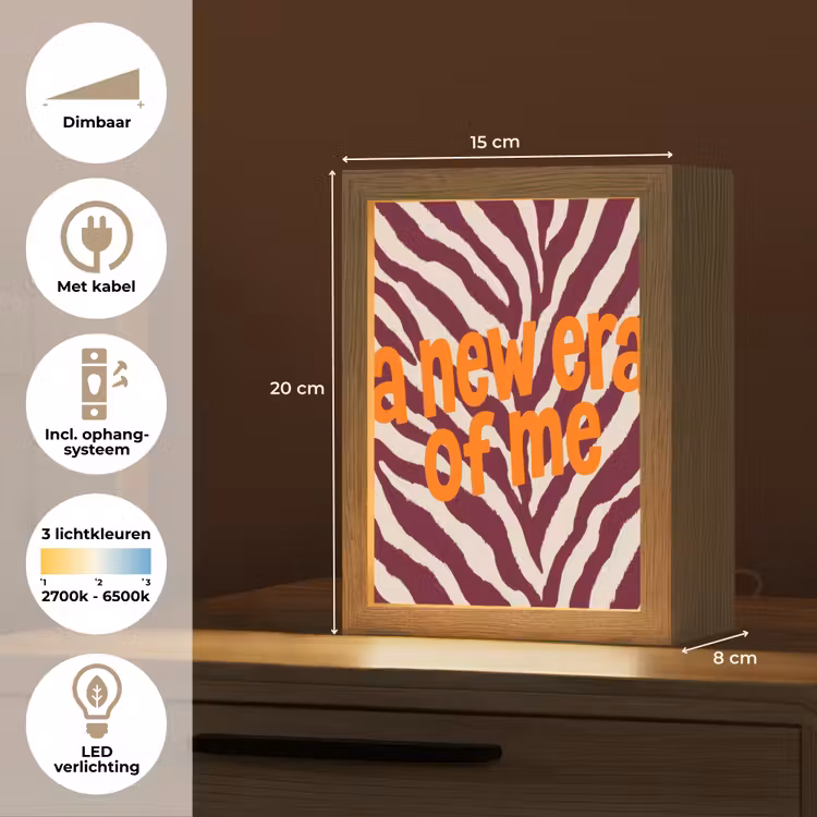 New era - Bordeaux - Zebraprint Light Box met kabel (Tafellamp) klein -USP_NL
