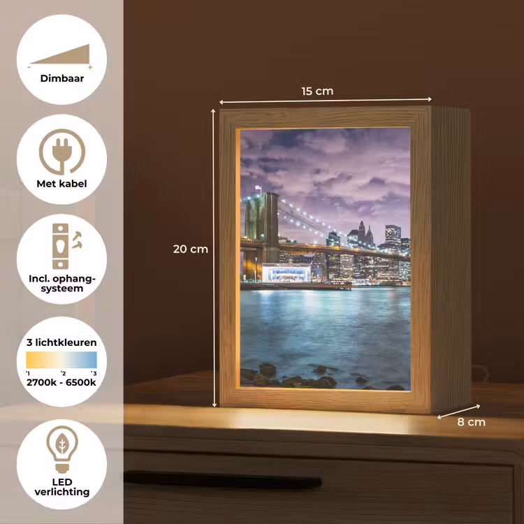 New York - Skyline - Stad - Kleuren Light Box met kabel (Tafellamp) klein -USP_NL
