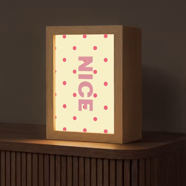Nice - Stippen - Roze - Geel Light Box met kabel (Tafellamp) klein -z3d_website
