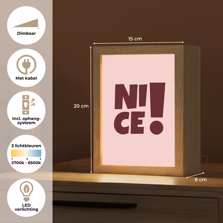 Nice - Uitroepteken - Roze Light Box met kabel (Tafellamp) klein -USP_NL
