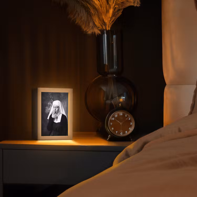 Non - Roken - Portret - Zwart - Wit - Rebels Light Box met kabel (Tafellamp) klein -sfeer1
