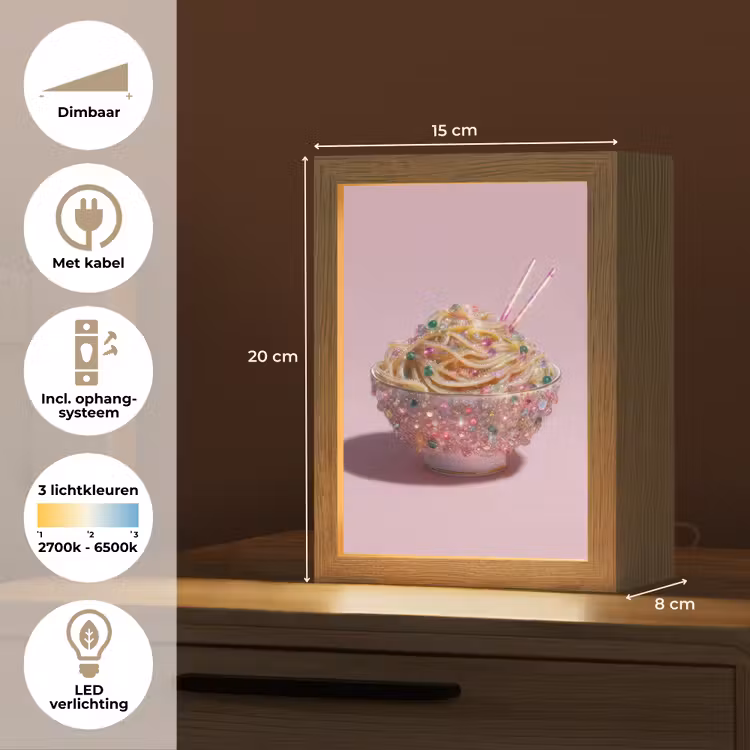 Noodles - Edelstenen - Stokjes - Roze Light Box met kabel (Tafellamp) klein -USP_NL