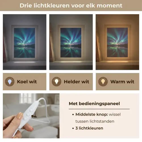 Noorderlicht - Kleurrijk - Bergmeer Light Box met kabel (Tafellamp) klein -USP_lichtkleurNL