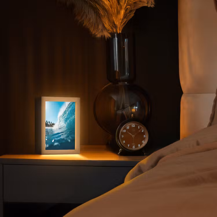 Oceaan - Golf - Strand - Natuur - Blauw Light Box met kabel (Tafellamp) klein -sfeer1