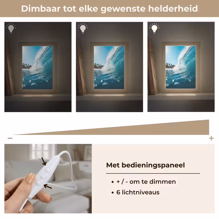 Oceaan - Golf - Strand - Natuur - Blauw Light Box met kabel (Tafellamp) klein -USP_dimbaarNL