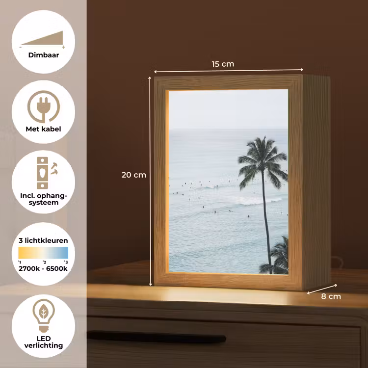Oceaan - Palmbomen - Surfers Light Box met kabel (Tafellamp) klein -USP_NL
