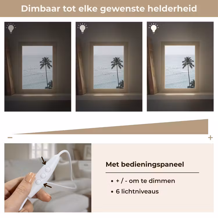 Oceaan - Palmbomen - Surfers Light Box met kabel (Tafellamp) klein -USP_dimbaarNL