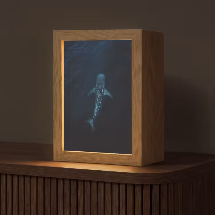 Oceaan - Walvishaai - Donkerblauw - Vlekken Light Box met kabel (Tafellamp) klein -z3d_website