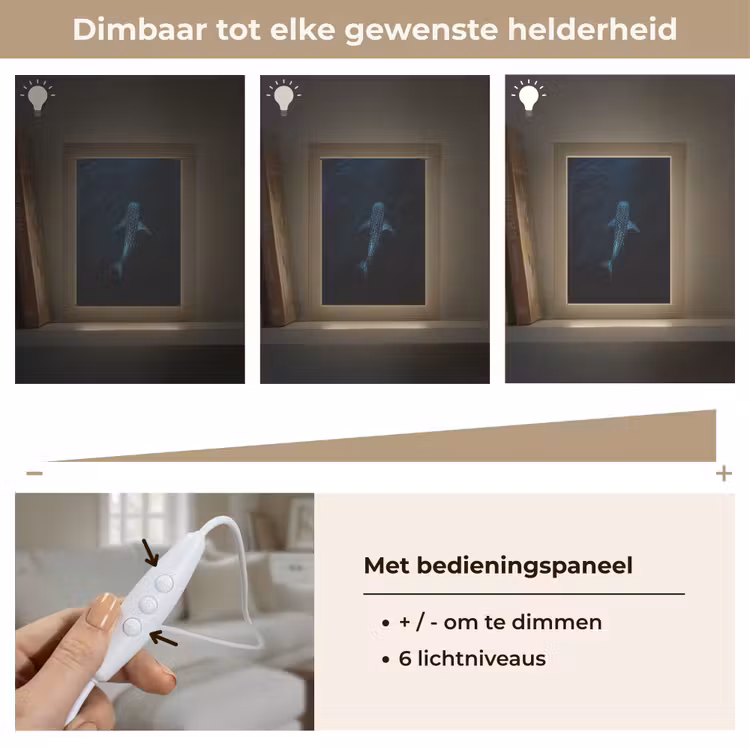 Oceaan - Walvishaai - Donkerblauw - Vlekken Light Box met kabel (Tafellamp) klein -USP_dimbaarNL