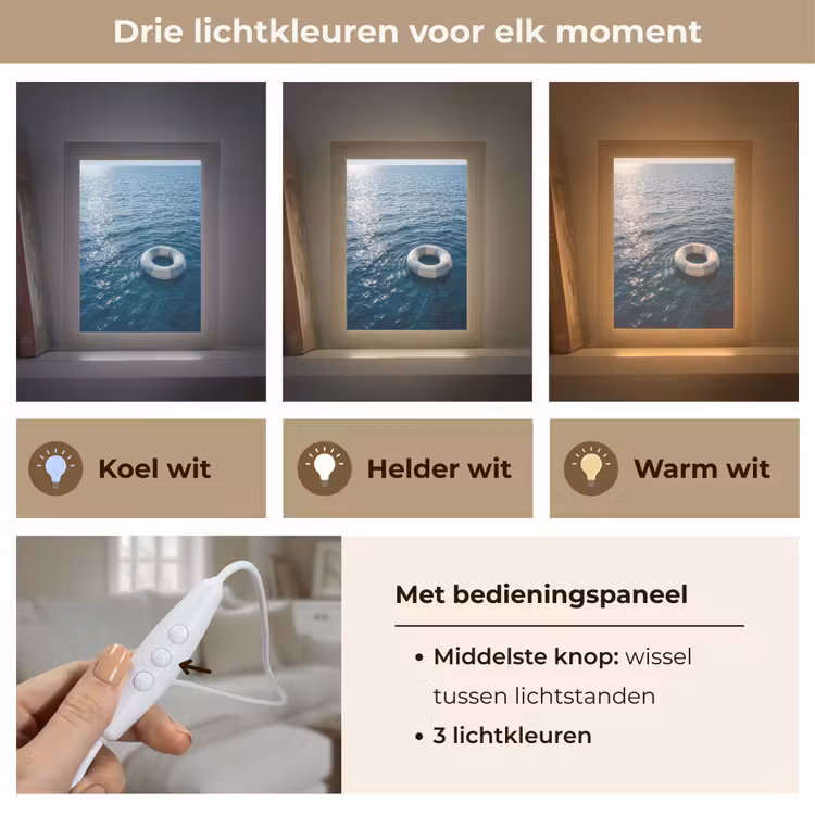 Oceaan - Zwemband - Horizon Light Box met kabel (Tafellamp) klein -USP_lichtkleurNL