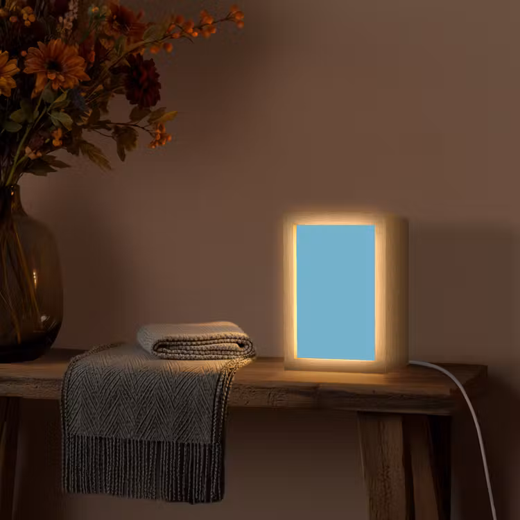 Ocean - Teal - Blauw Light Box met kabel (Tafellamp) klein 925 -sfeer4