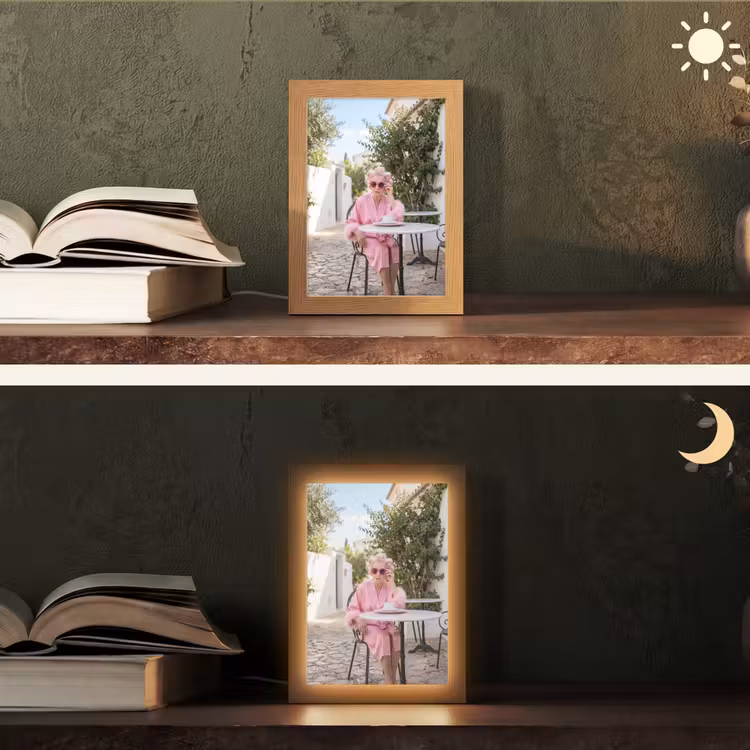 Ochtendjas - Krulspelden - Roze Light Box met kabel (Tafellamp) klein -sfeer3