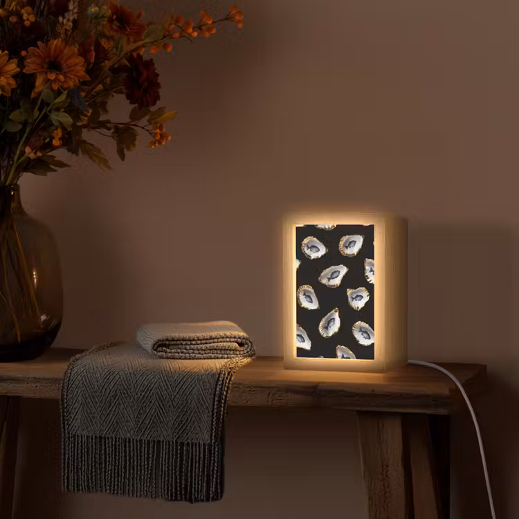 Oesters - Vissen - Blauw - Goud Light Box met kabel (Tafellamp) klein -sfeer4